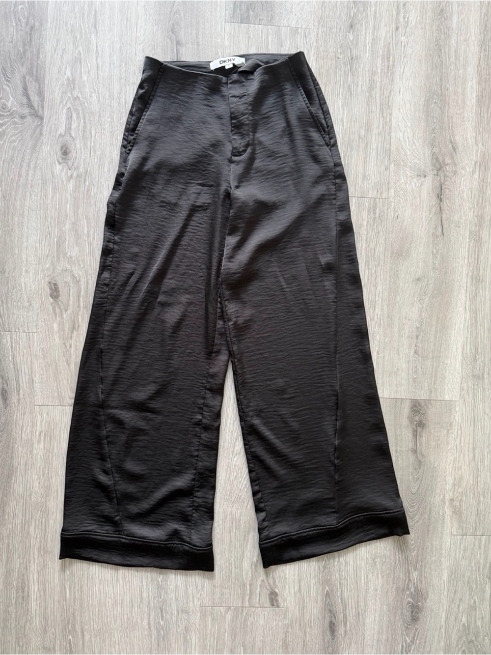 DKNY Satin-Look Wide-Leg Pants in Black